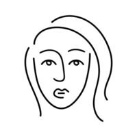 Girl face line. Black line illustration isolated on white background. vector