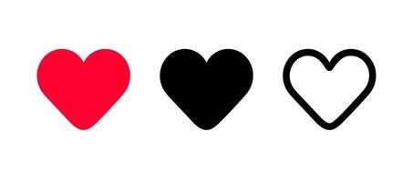 Heart icons set. Color and black glyph and line icons. vector