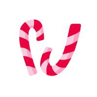 Two Christmas candy canes. Cartoon illustration isolated on white. vector