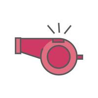 Red whistle sounding single flat icon. Consept of warning or command. Flat illustration isolated on white background. vector