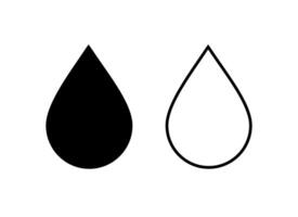 Water or oil drop set. Black glyph and line icons isolated on white background. vector