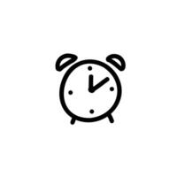 Alarm clock hand drawn simple sketch. Black line illustration isolated on white background. vector