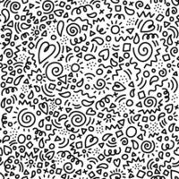 Black line doodle seamless pattern. Creative abstract squiggle style drawing background. vector