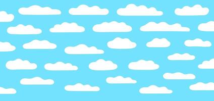 Clouds set. Cloudy sky. Flat illustration isolated on blue background. vector
