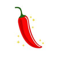 Red pepper pod. Hot or spicy consept. Cartoon flat illustration isolated on white background. vector