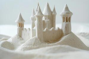 A simple sandcastle on a white background photo