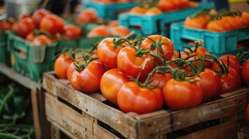 Organic tomatoes on the market. photo