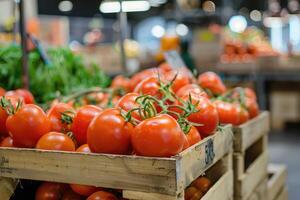 Organic tomatoes on the market. photo