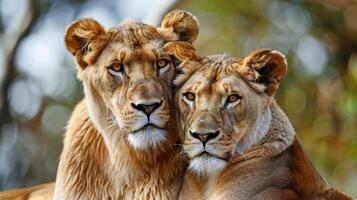 majestuoso africano león Pareja. foto