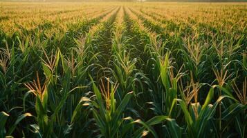 Corn field at sunset photo