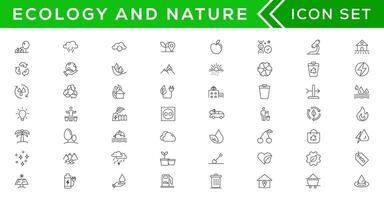 Mega set of ecology icons in trendy line style. Big set Icons collection vector