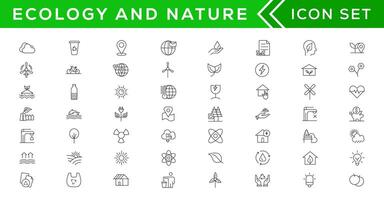 Mega set of ecology icons in trendy line style. Big set Icons collection vector