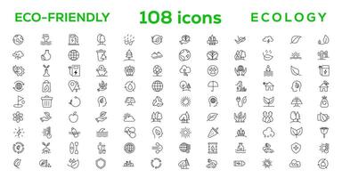 Mega set of ecology icons in trendy line style. Big set Icons collection vector