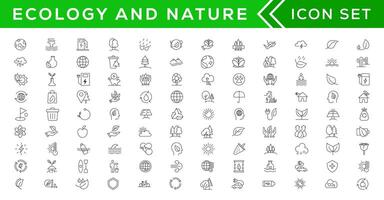 Mega set of ecology icons in trendy line style. Big set Icons collection vector