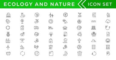 Mega set of ecology icons in trendy line style. Big set Icons collection vector