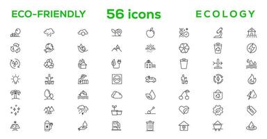 Mega set of ecology icons in trendy line style. Big set Icons collection vector