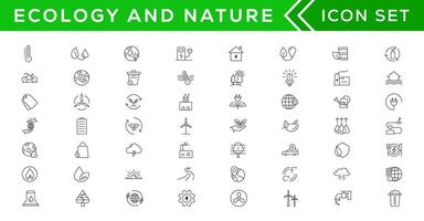 Mega set of ecology icons in trendy line style. Big set Icons collection vector