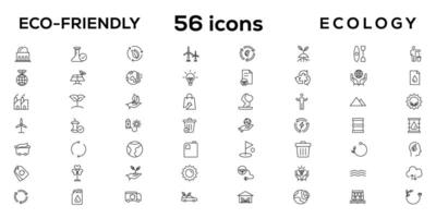 Mega set of ecology icons in trendy line style. Big set Icons collection vector