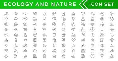 Mega set of ecology icons in trendy line style. Big set Icons collection vector