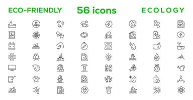 Mega set of ecology icons in trendy line style. Big set Icons collection vector