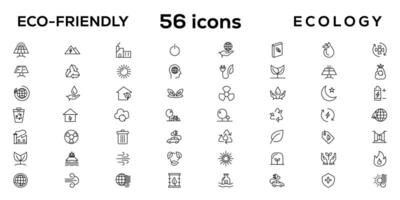 Mega set of ecology icons in trendy line style. Big set Icons collection vector