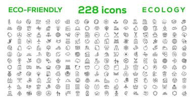 Mega set of ecology icons in trendy line style. Big set Icons collection vector