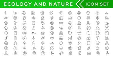 Mega set of ecology icons in trendy line style. Big set Icons collection vector