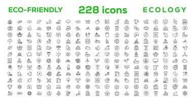 Mega set of ecology icons in trendy line style. Big set Icons collection vector