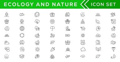 Mega set of ecology icons in trendy line style. Big set Icons collection vector