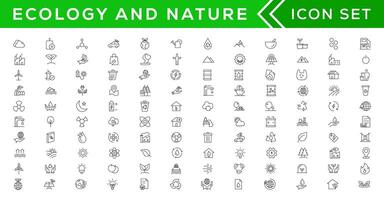 Mega set of ecology icons in trendy line style. Big set Icons collection vector