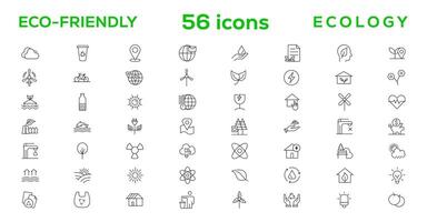 Mega set of ecology icons in trendy line style. Big set Icons collection vector