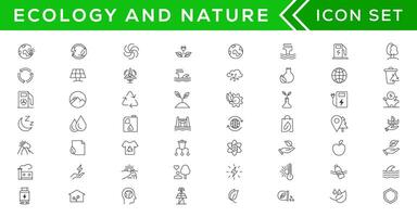 Mega set of ecology icons in trendy line style. Big set Icons collection vector