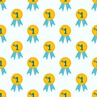Seamless Pattern with Medal number one. flat illustration. vector