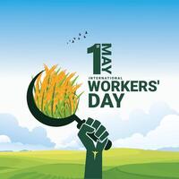 1st May farmer creative concept design, happy labor day, worker, farmer concept, agriculture loan concept image, happy farmer creative concept. Editable illustration vector