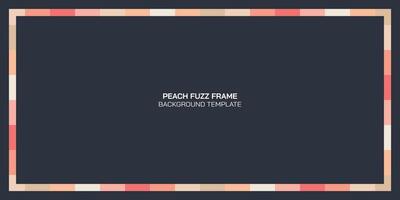 Peachy fuzz rectangle frame template on dark blue background. vector