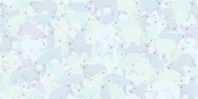 Polar bear pattern background monochromatic of light blue and green with white color outline illustration. vector