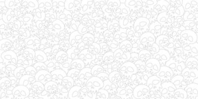 Gray and white outline of various funny skull pattern childish style background illustration. vector