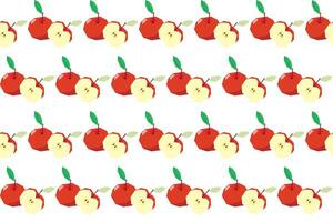 Illustration pattern, Abstract of red apple with leaf on white background. vector