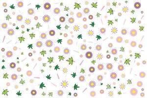 Illustration pattern, Repeating of abstract multicolor of flower with leaf on white background. vector