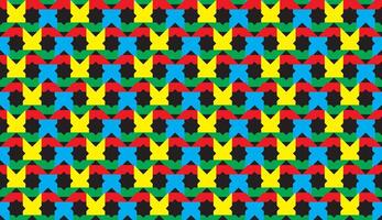 Illustration pattern, Abstract Geometric Style. Repeating of abstract four color in octagon on black background. vector