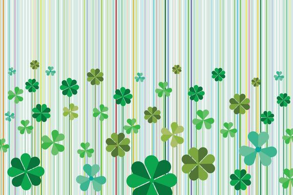 Illustration wallpaper, Abstract of clover leaves with line on soft green background.