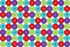 Illustration pattern, Abstract Geometric Style. Repeating of abstract multicolor flower in octagon on white background. vector