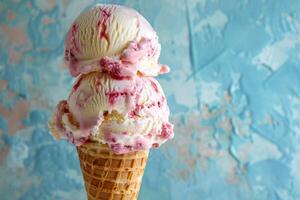 Strawberry ice cream cone photo