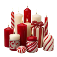 Christmas candle and balls in 3d rendered AI-Generative png