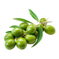 Olives with olive leaves isolated healthy and organic food AI-Generative png