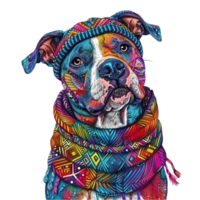 A colorful dog with a black nose and a white face is shown AI -Generative png
