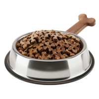 Beautiful dog food,Fresh metal bowl isolated on transparent background AI-Generative png