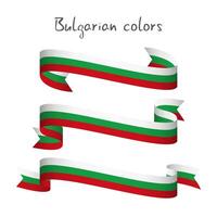 Set of three modern colored ribbon with the Bulgarian tricolor isolated on white background, abstract Bulgarian flag, Made in Bulgaria logo vector