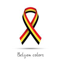 Modern colored ribbon with the Belgian tricolor isolated on white background, abstract Belgian flag, Made in Belgium logo vector