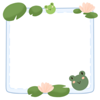 a square frame with a frog and lily pads png